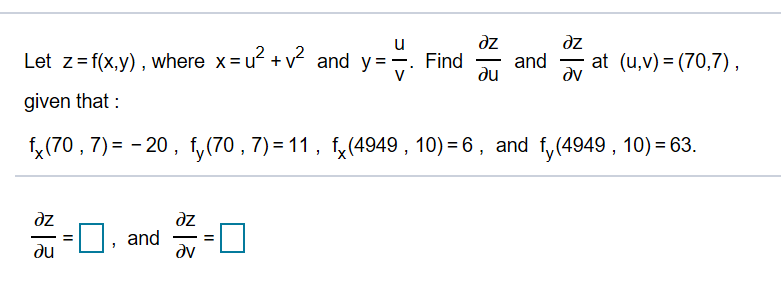 Solved Dz Oz Let Z F X Y Where X U V And Y Y Find A Chegg Com