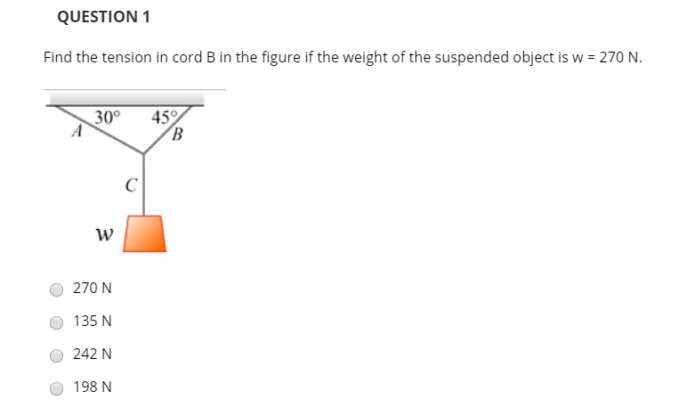 Solved Question 1 Find The Tension In Cord B In The Figur Chegg Com