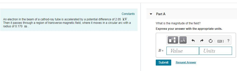 Solved Constants Part A An electron in the beam of a | Chegg.com