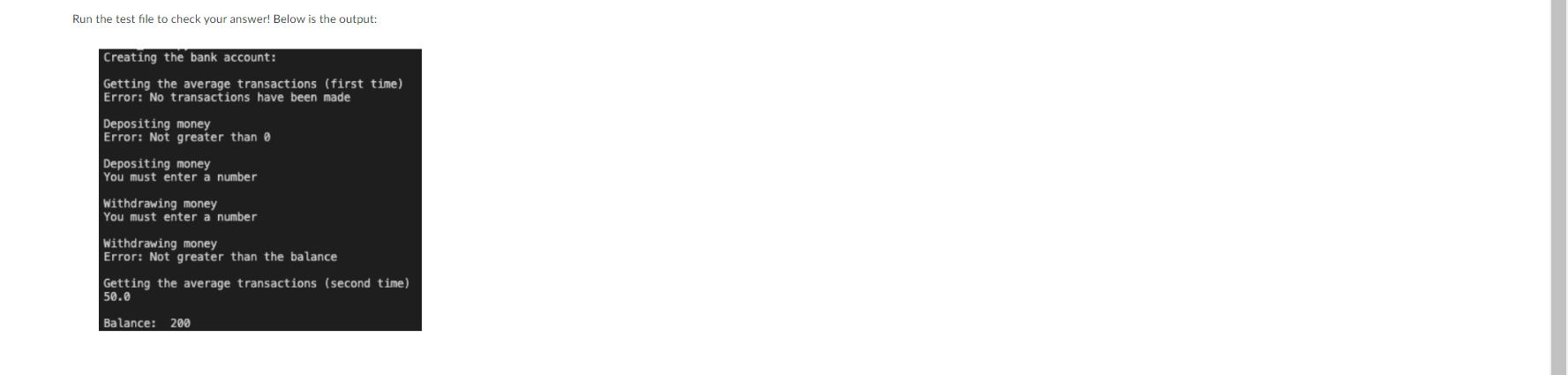 Solved Run the test file to check your answer! Below is the | Chegg.com