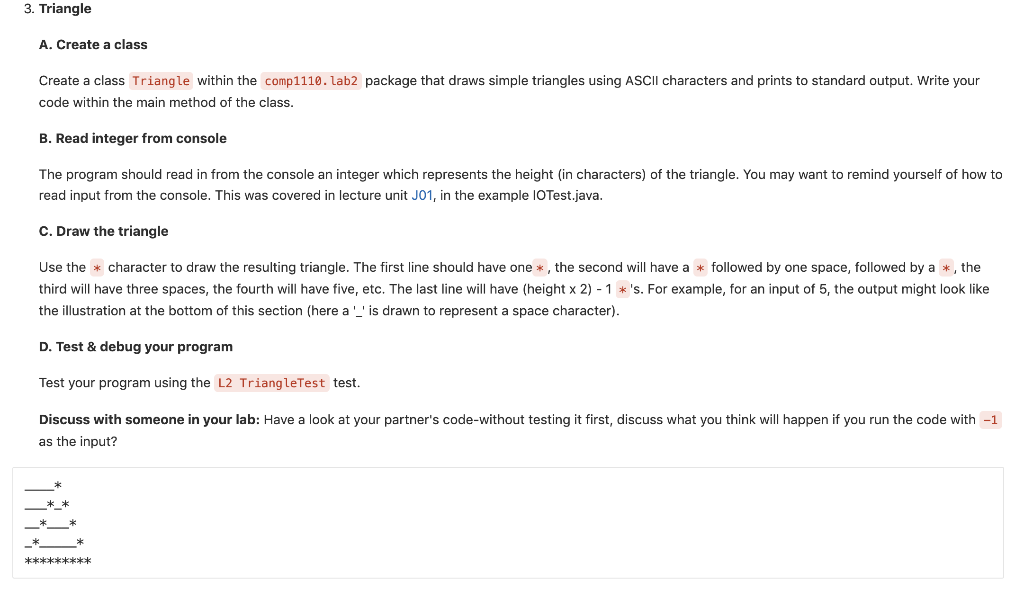 Solved 3. Triangle A. Create a class Create a class Triangle | Chegg.com