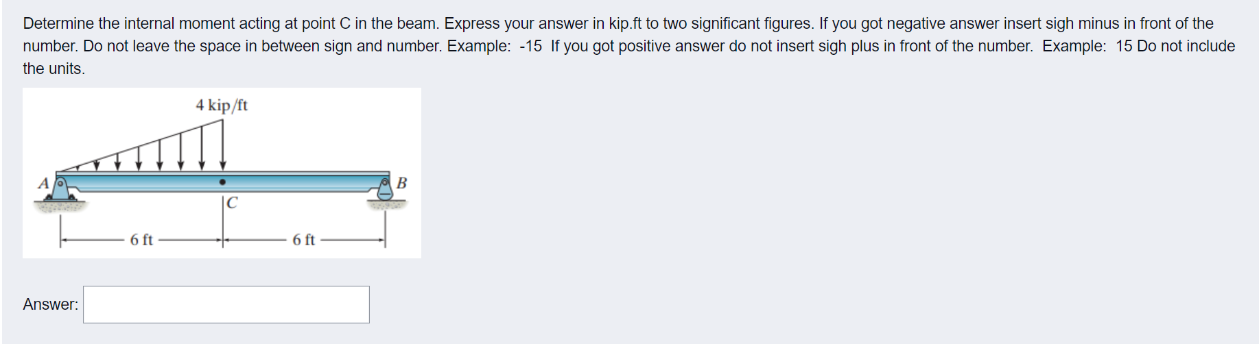 Solved Determine the internal moment acting at point C in | Chegg.com