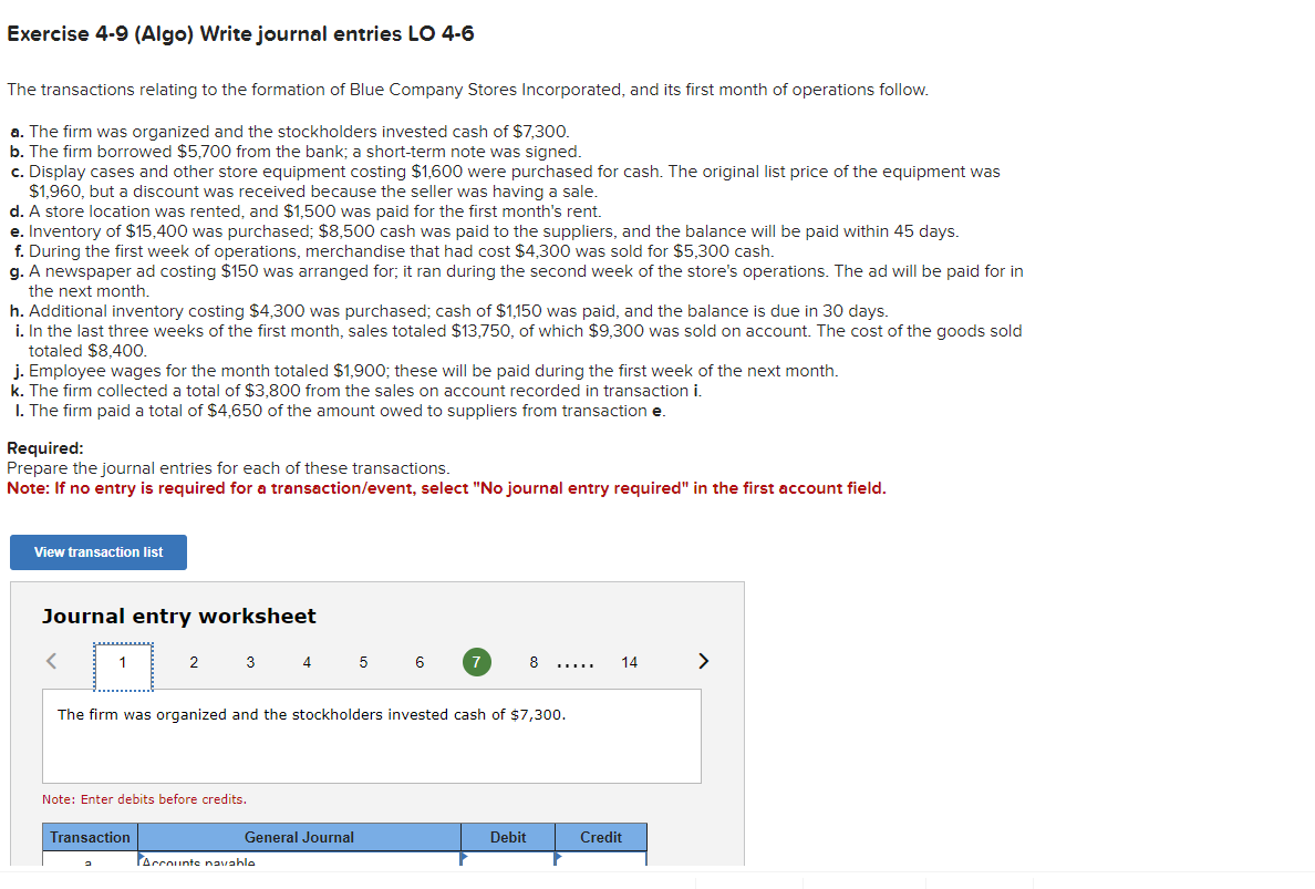 Solved Exercise 4-9 (Algo) Write journal entries LO 4-6 The | Chegg.com