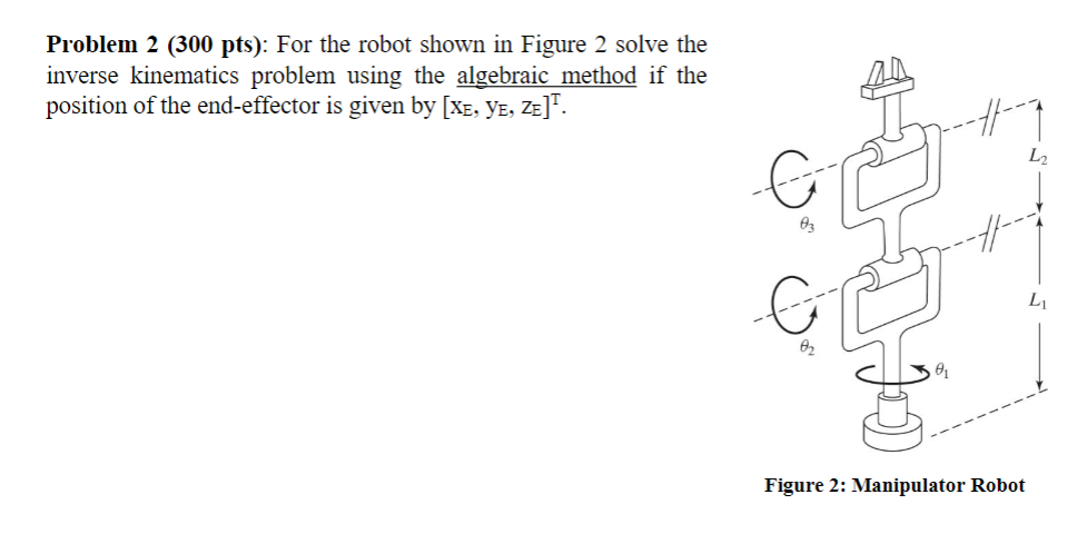 Solved Problem 2 (300 pts): For the robot shown in Figure 2 | Chegg.com