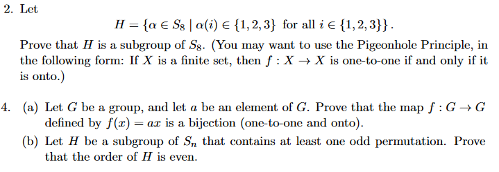 Solved 2 Let H A E S8 A I 1 2 3 For All I E 1 2 Chegg Com