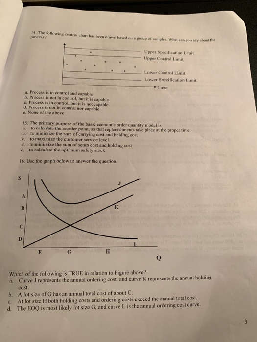 Solved 14. The following control chart has been drawn based | Chegg.com