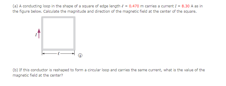 Solved (a) A conducting loop in the shape of a square of | Chegg.com