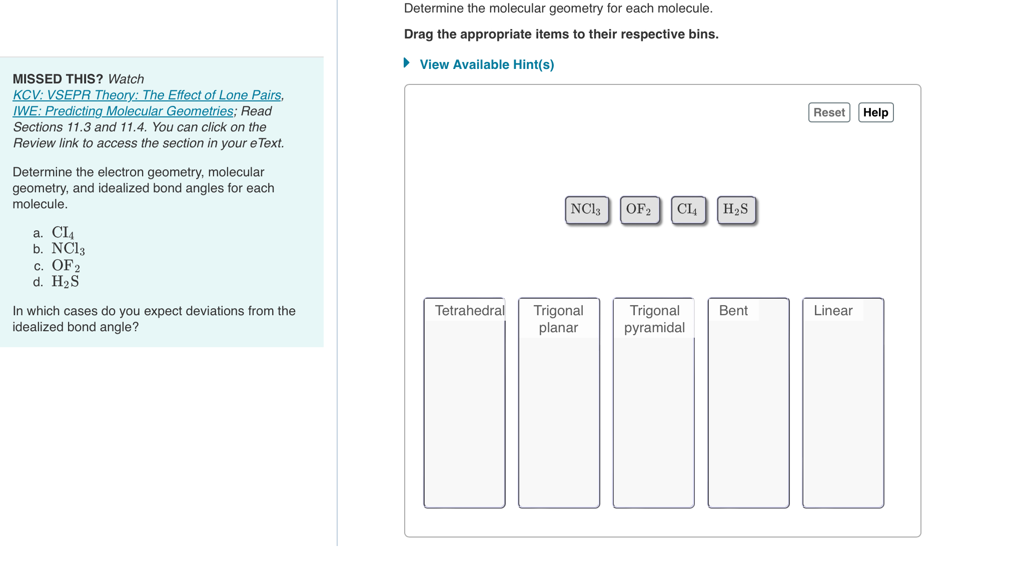 Solved Determine the molecular geometry for each molecule. | Chegg.com