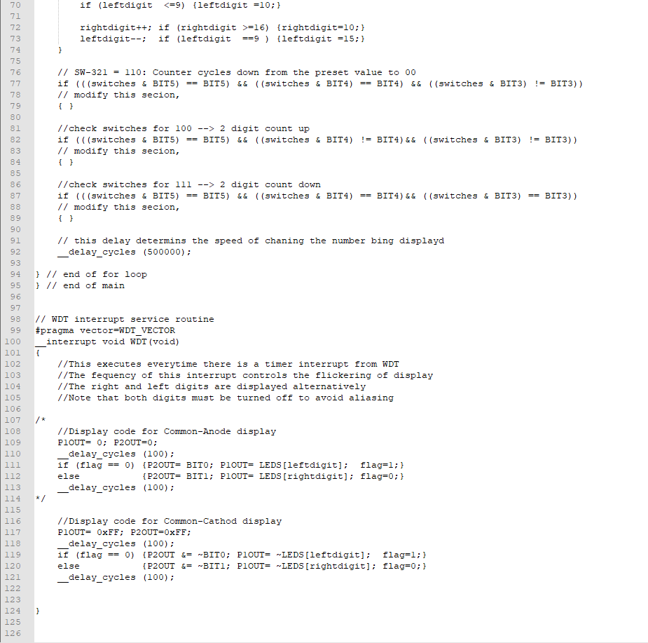 [20] 5) Write a C program using the MSP430G2553 | Chegg.com