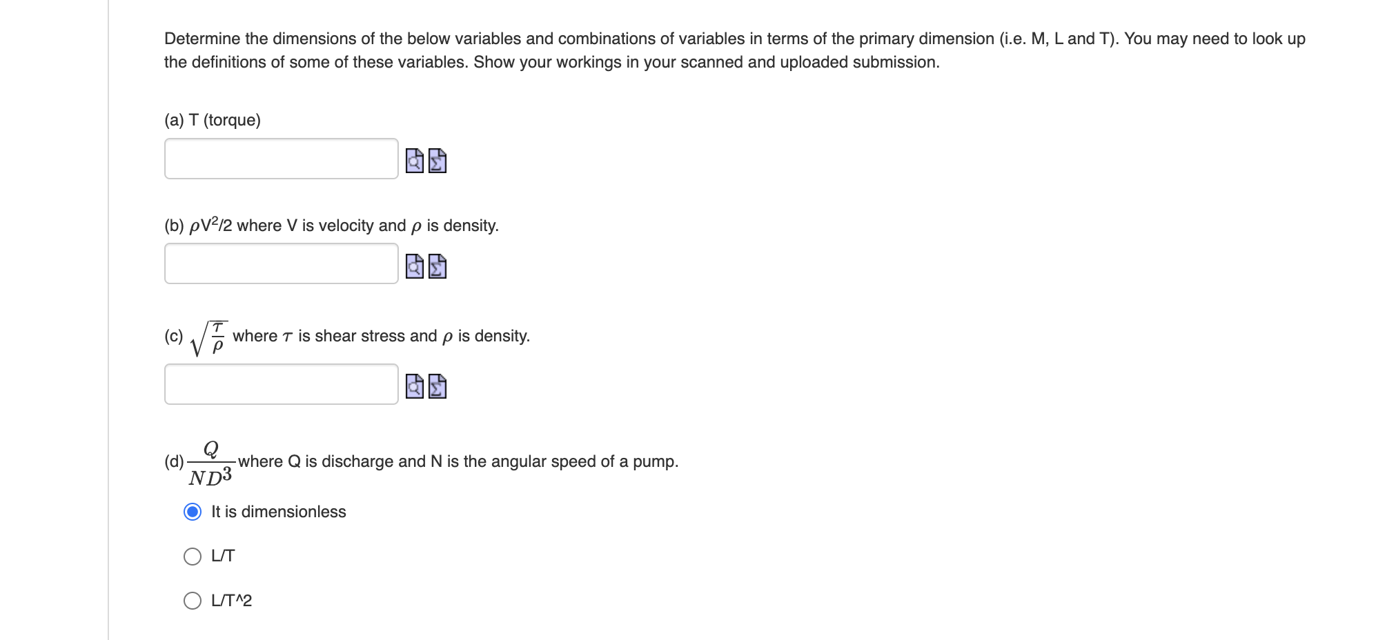 Solved Determine the dimensions of the below variables and | Chegg.com