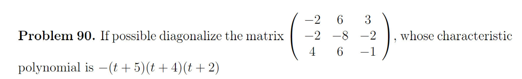 Solved Problem 88. Find the eigenvalues and basis for the | Chegg.com
