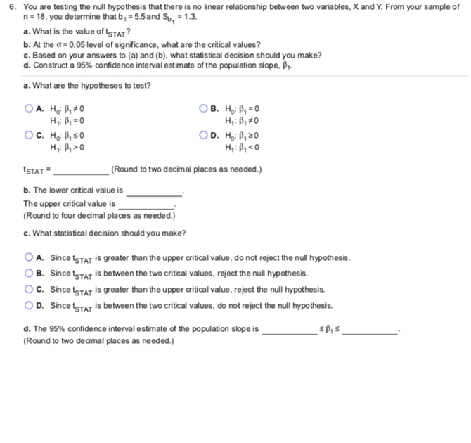 Solved 6. You are testing the null hypothesis that there is | Chegg.com
