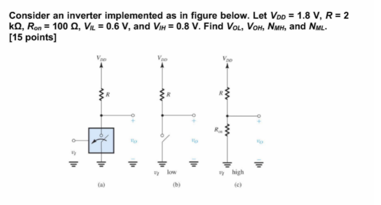 Solved Consider an inverter implemented as in figure below. | Chegg.com