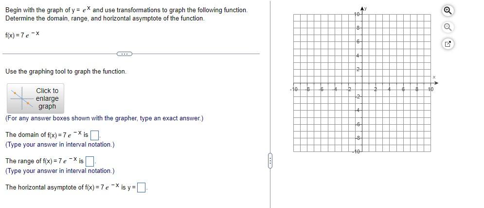 Solved Begin with the graph of y = ex and use | Chegg.com
