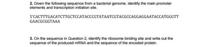 Solved 2. Given the following sequence from a bacterial | Chegg.com