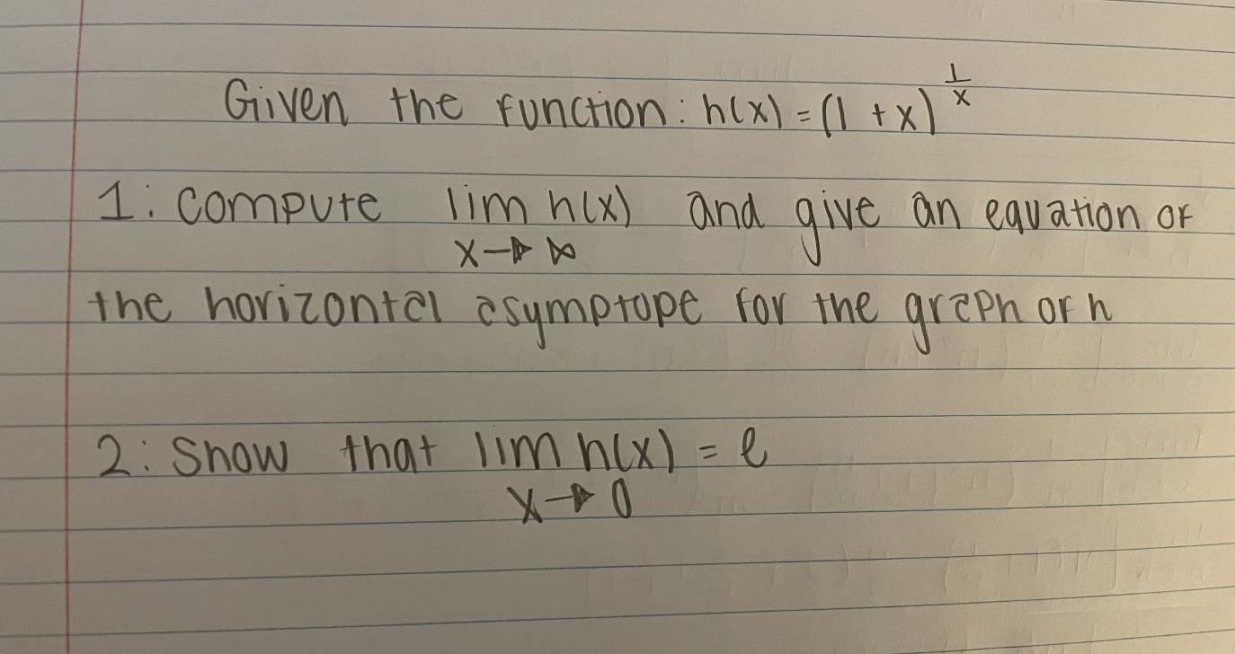 Solved Given the function: h(x)=(1+x)x1 1. compute | Chegg.com