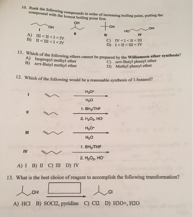 Solved 9. Which Of The Following Compounds Has The Highest | Chegg.com