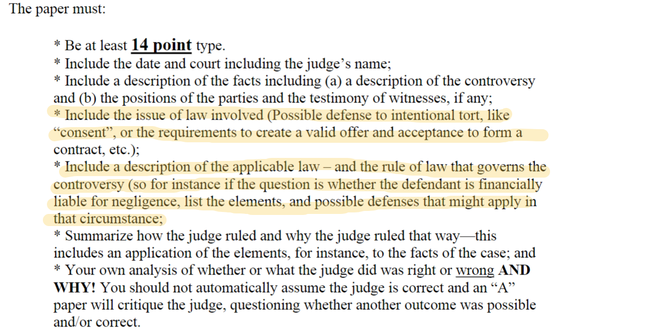 The paper is written for a law case analysis. Please