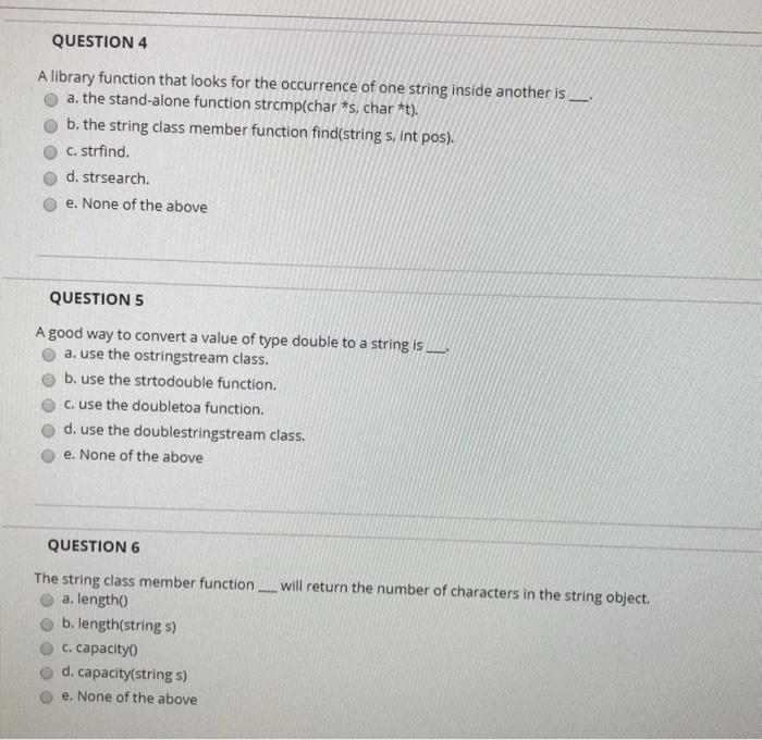 Solved QUESTION 4 A library function that looks for the | Chegg.com