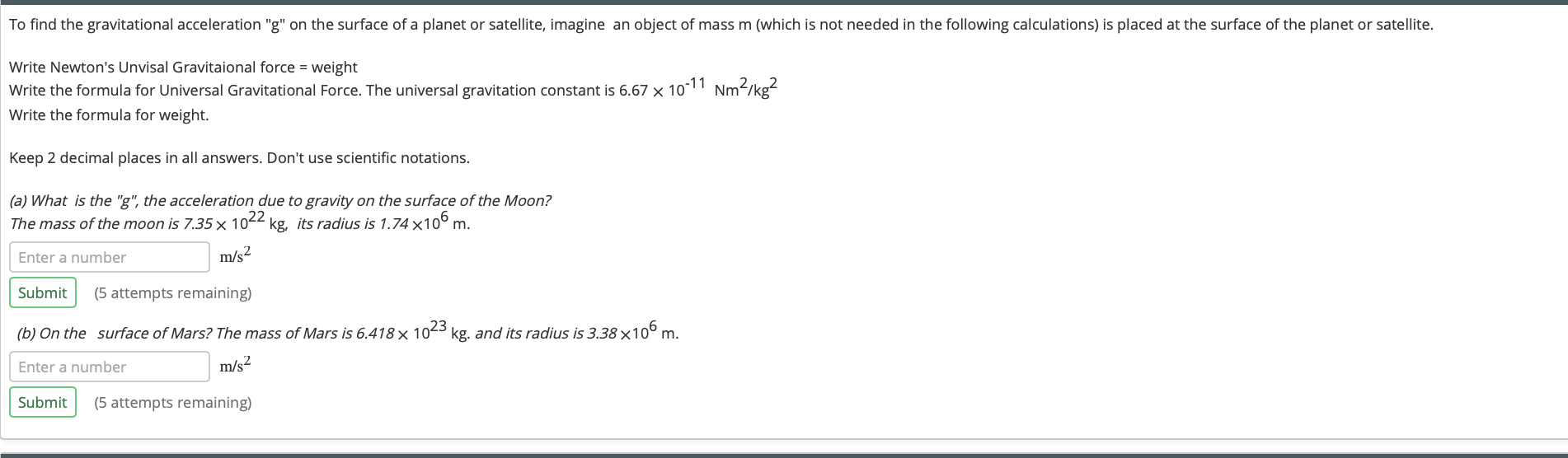 To Find The Gravitational Acceleration G On The Chegg Com