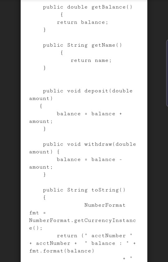 Solved 1. Download BankAccount.java and Bank.java and run. | Chegg.com