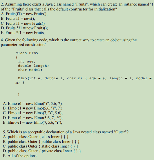 Solved 2. Assuming there exists a Java class named 