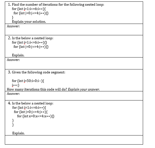 Solved 1. Find the number of iterations for the following | Chegg.com