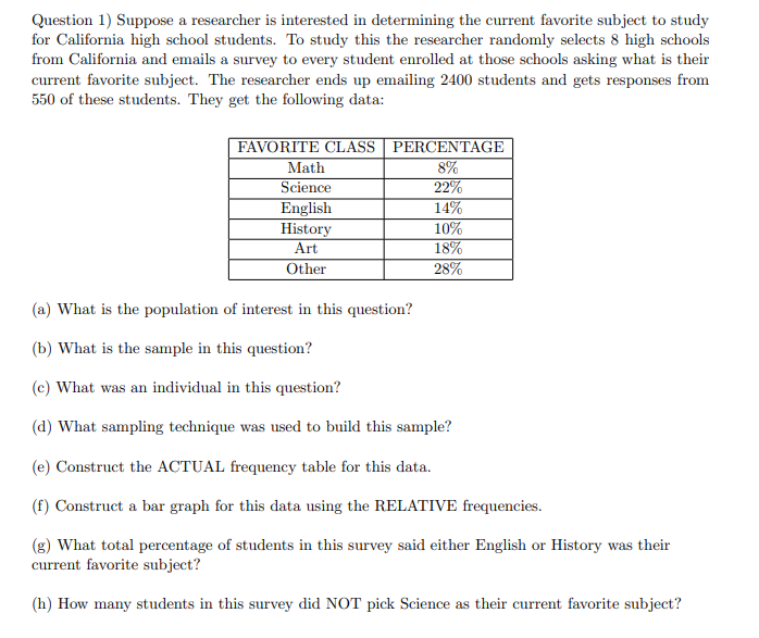 Solved Question 1) Suppose A Researcher Is Interested In | Chegg.com