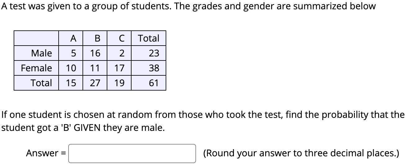 Solved A Test Was Given To A Group Of Students. The Grades | Chegg.com