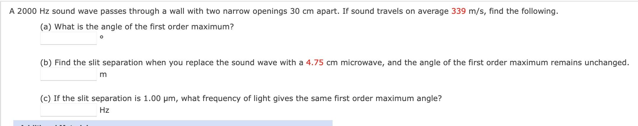 Solved A 2000 Hz sound wave passes through a wall with two | Chegg.com