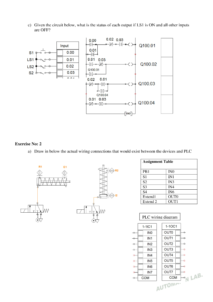 Title: PLC Programming: Event sequencing Exercise | Chegg.com