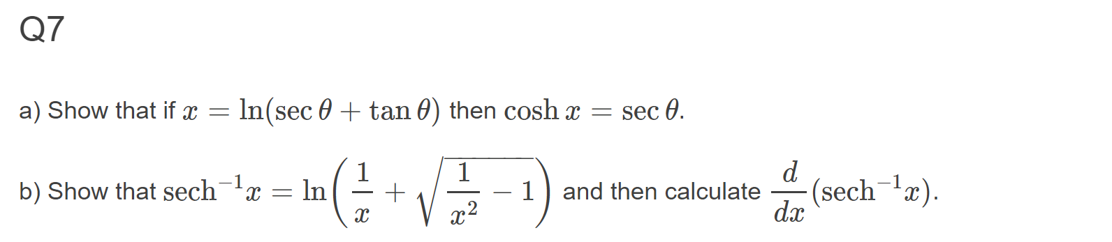 Ln x 7 0. Sec(x)=Ln(sec(x)+TG(X)). Sec 0. Atanh через Cosh. Sech 2x derivative.