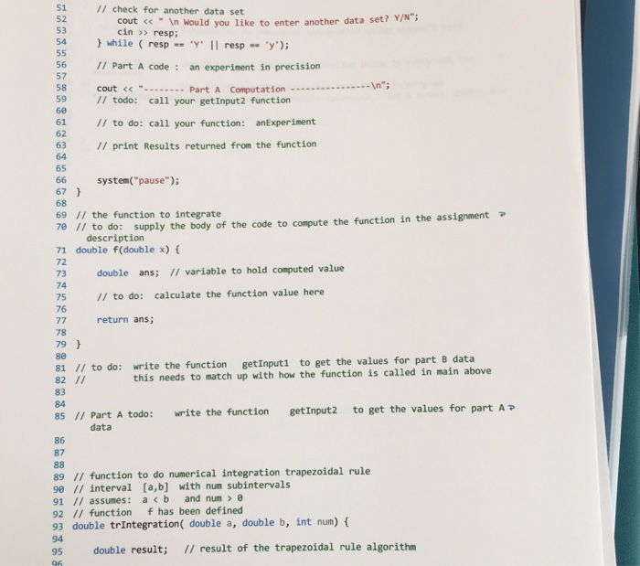 Solved This is my C++ program for numerical integration. Can | Chegg.com