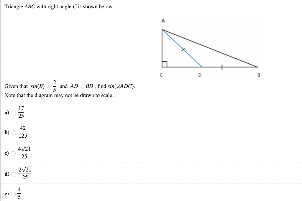 Solved Triangle ABC With Right Angle C Is Shown Below. Given | Chegg.com