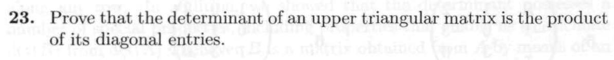 Solved 23. Prove that the determinant of an upper triangular | Chegg.com