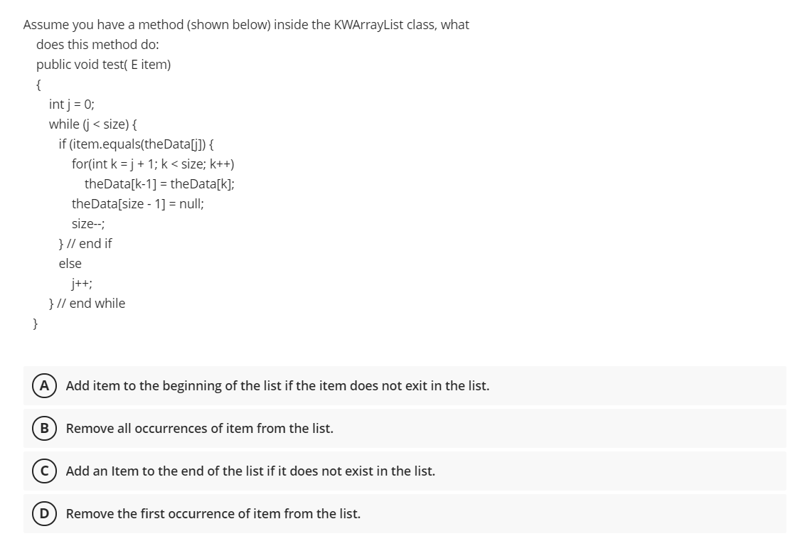 Solved Assume you have a method (shown below) inside the | Chegg.com