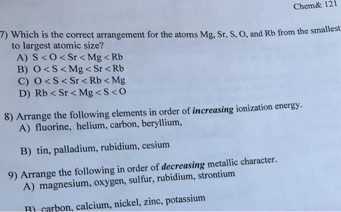 Solved Which is the correct arrangement for the atoms Mg, | Chegg.com