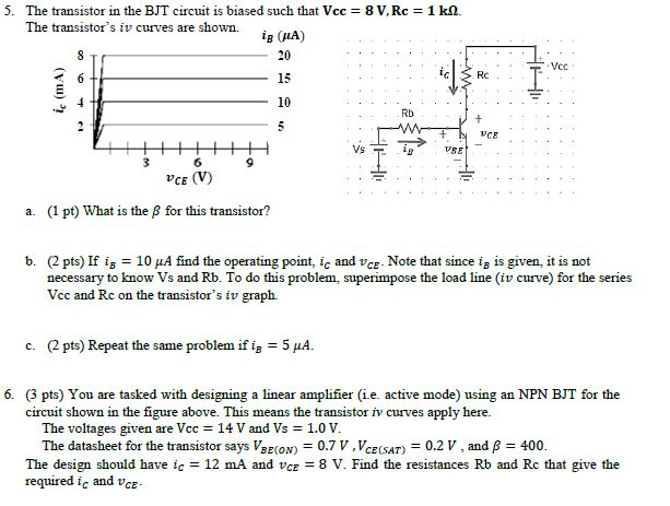 Solved 5. The Transistor In The BJT Circuit Is Biased Such | Chegg.com