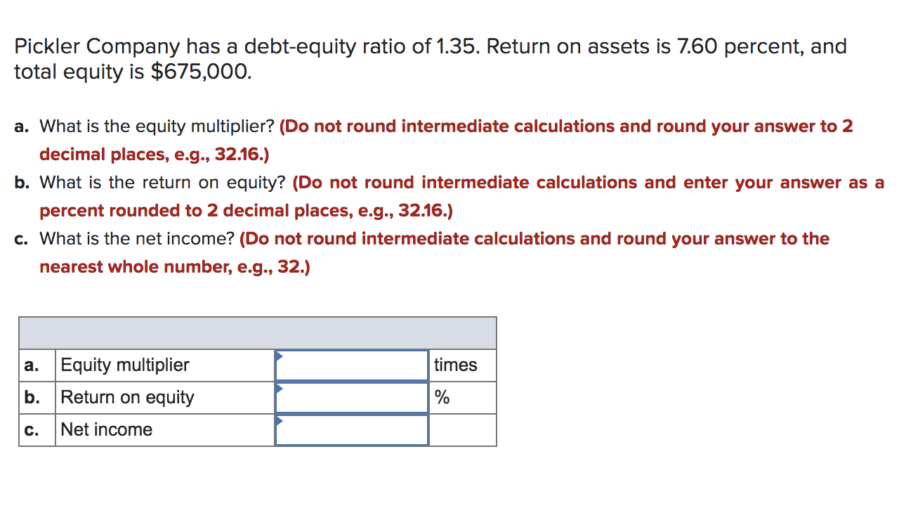 Solved Pickler Company Has A Debt-equity Ratio Of 1.35. | Chegg.com