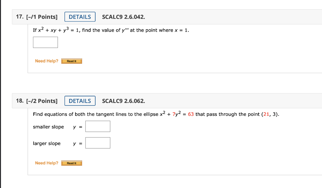 Solved 17. [-/1 Points] DETAILS SCALC9 2.6.042. If X2 + Xy + | Chegg.com