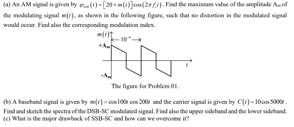 Solved (a) An AM signal is given by | Chegg.com