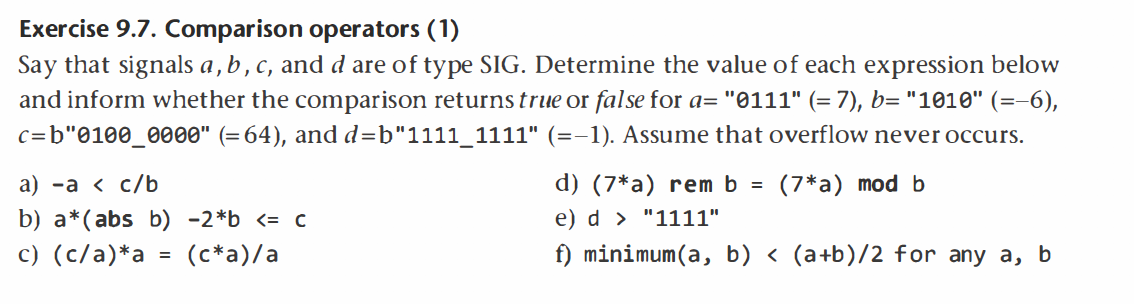 Solved Exercise 9.7. Comparison operators (1) Say that | Chegg.com