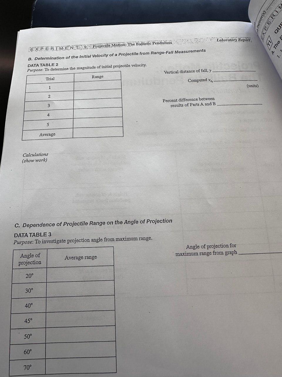 A. The Ballistic Pendulum DATA TABLE 1 (Modify the | Chegg.com
