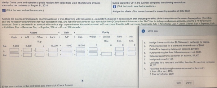 Solved Marilyn Crone owns and operates a public relations  Chegg.com