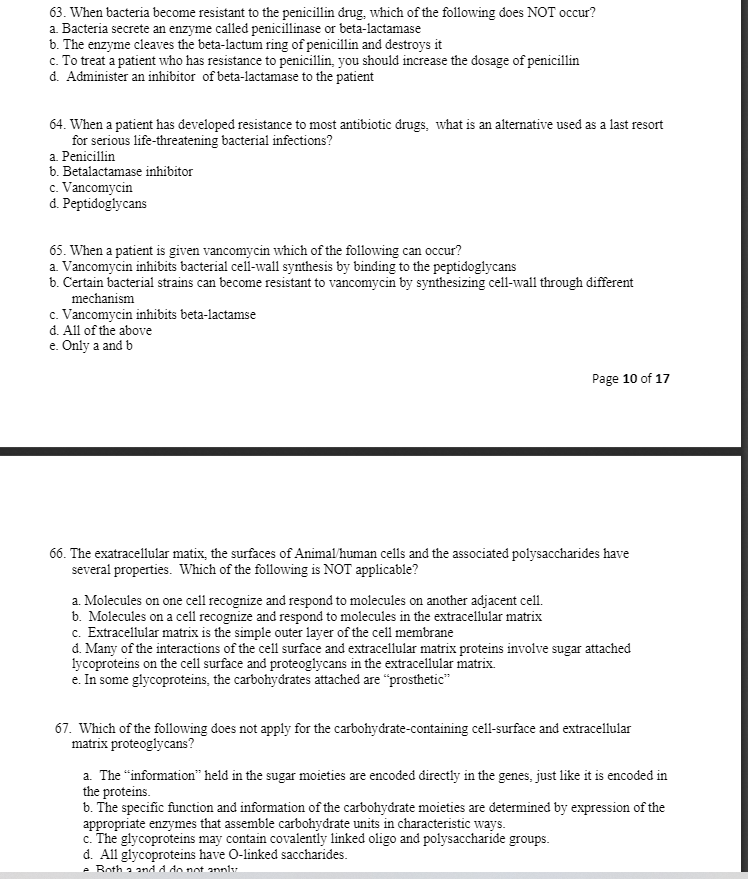Solved 63. When bacteria resistant to the penicillin