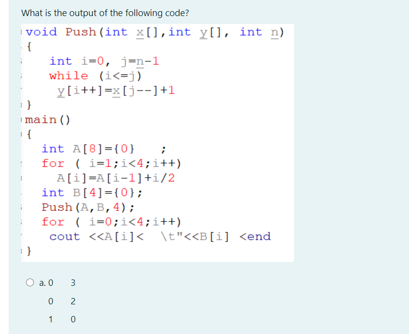 Solved What Is The Output Of The Following Code Void Pus Chegg Com