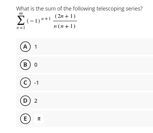Solved What is the sum of the following telescoping series? | Chegg.com