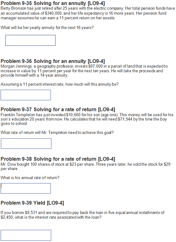 Solved Problem 9-35 Solving for an annuity [LO9-4] Betty | Chegg.com