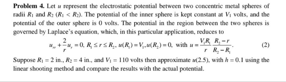 Solved Problem 4. Let u represent the electrostatic | Chegg.com