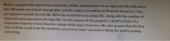 Solved Write a C program that reports how many lines, words, | Chegg.com